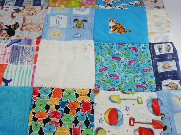 Handmade 48 X 32  Baby Girl Boy Quilt Crib Blanket Yellow Rainbow - Picture 7 of 10